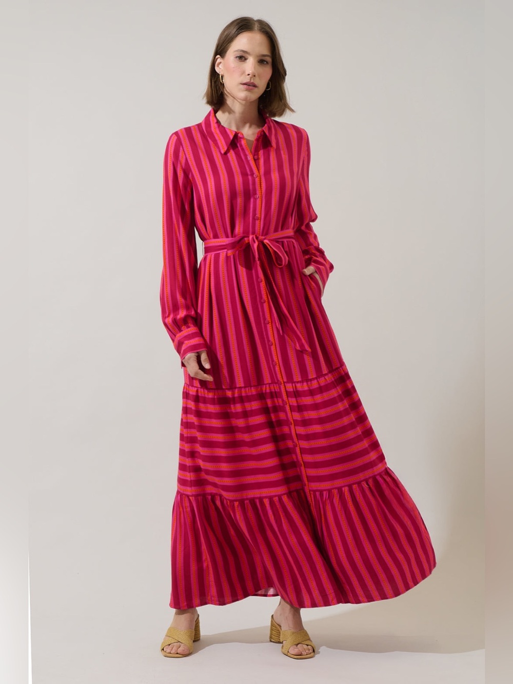 Sugarlips Clarisa Stripes Sofia Button Down Maxi Dress Sz 2X